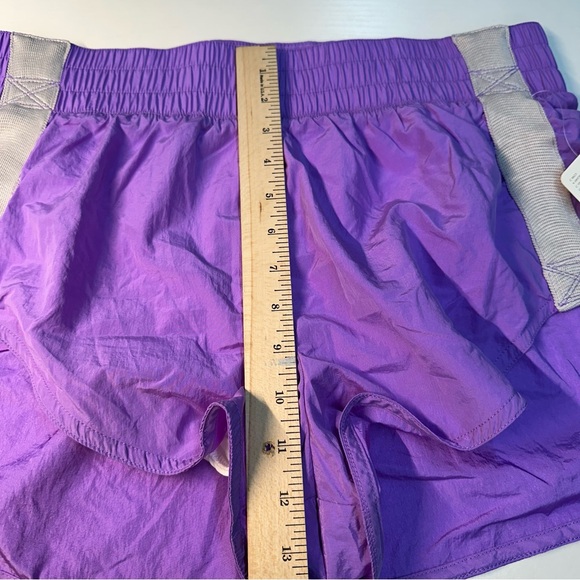 Free People Movement Shorts Womens Large Purple Athletic Nylon Pull On Stripe - Picture 8 of 9